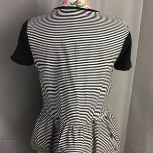Kate Spade Broome St Striped Back Peplum Tee Small